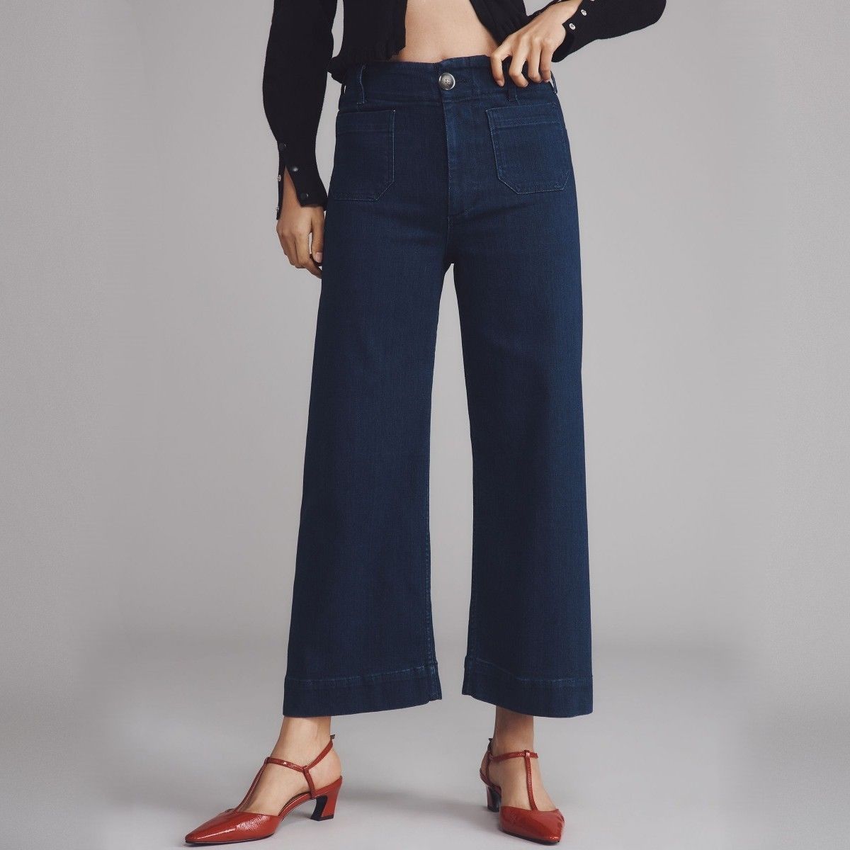 Maeve Anthropologie The Colette Jeans Womens 27 Crop High Rise Wide Leg Denim